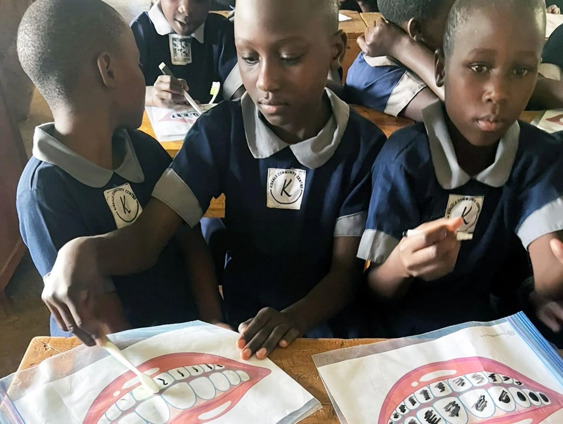 Oral health supplies donated to children in Uganda through the Olive Root Foundation.