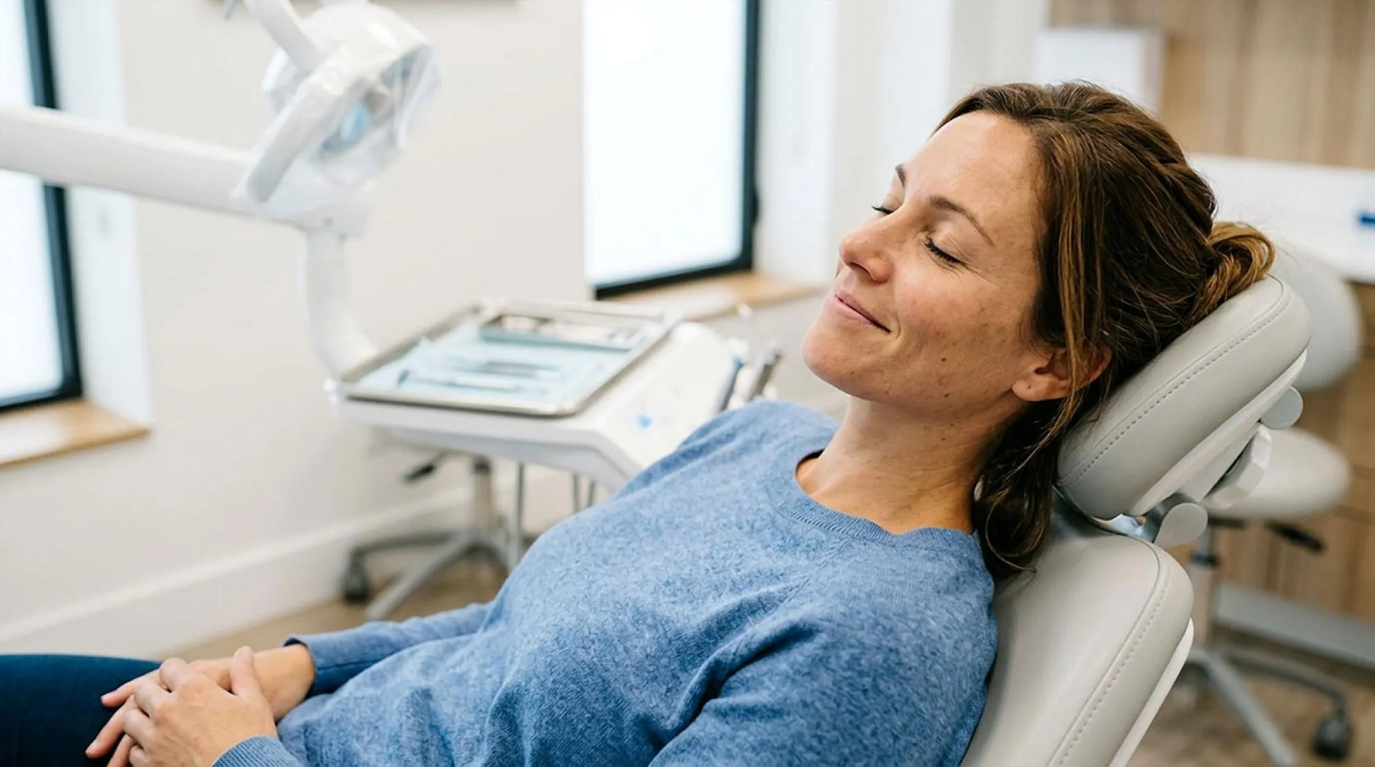 Relaxed patient having oral sedation at their dental appointment at AltaVia Dental