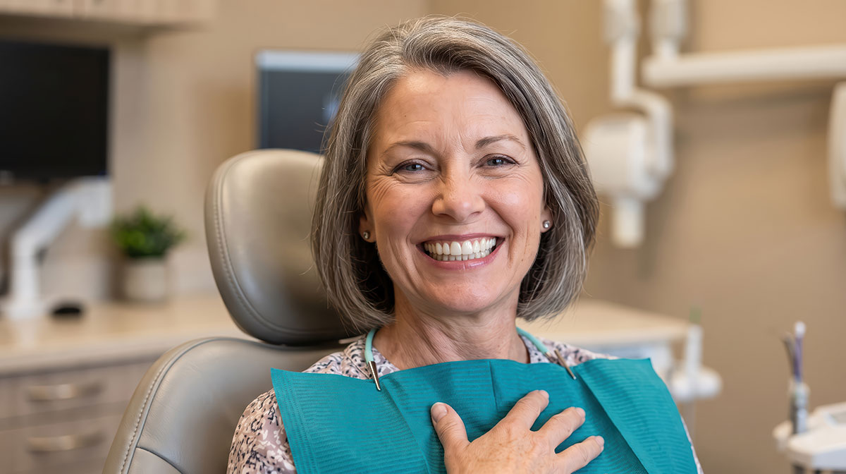 A smiling patient feeling comfortable during a visit at AltaVia Dental